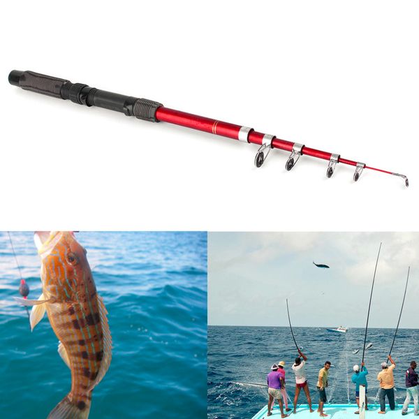 

portable fishing pole tackle carbon fiber spinning lure rod 2.1/2.4/2.7/3.0m new