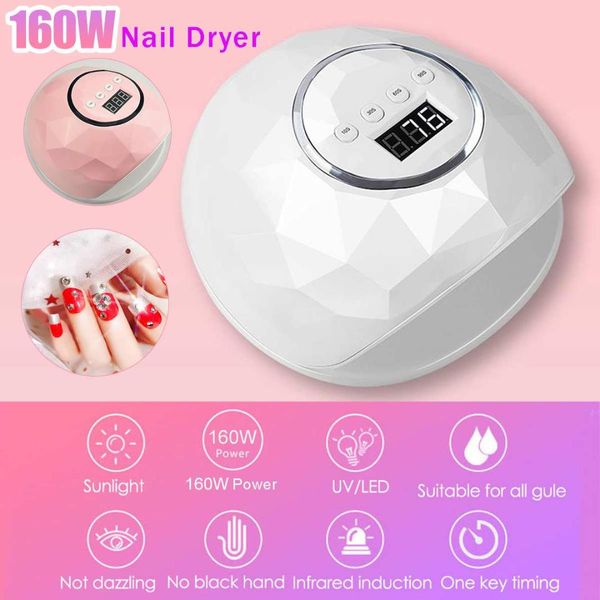 

160w uv nail dryer fast-curing 39pcs led lights timing nail gel polish lamp machine lcd digital display double light source