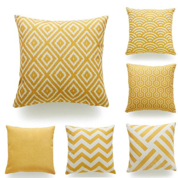 

mayitr wave geometric pillow case mustard yellow pillow cover modern fall autumn cushion cover sofa home decoration 45x45cm