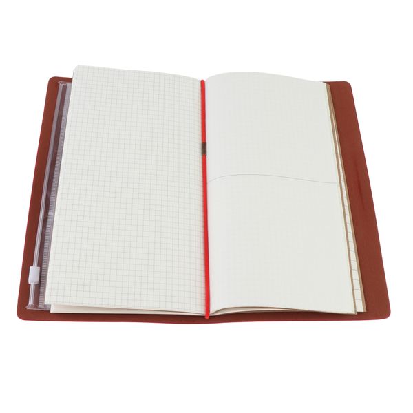 

fake leather hardcover multi-purpose diary notebook journal with 38 sheets, 3 kids of papers - grid, horizontal lines, blank, Purple;pink