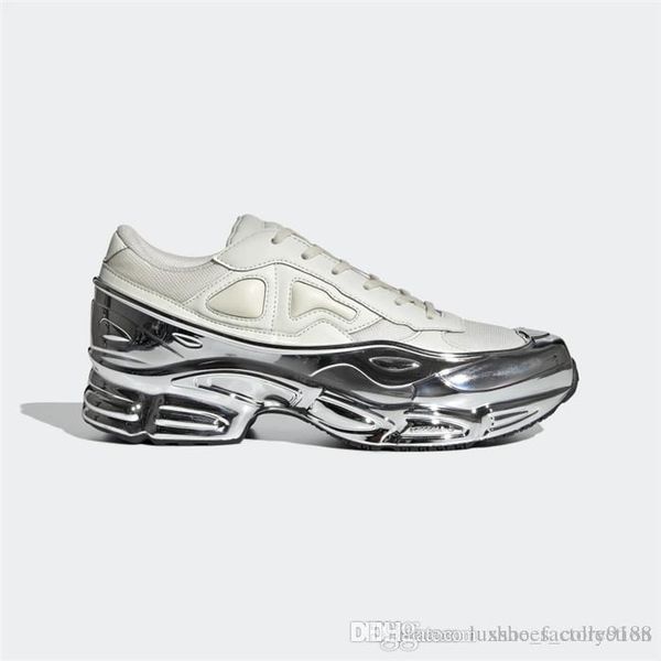 

women sneaekers raf simons oversized sneaker, ozweego shoes in silver metallic dip effect sole sport trainer multicolor with box 35-40, Black