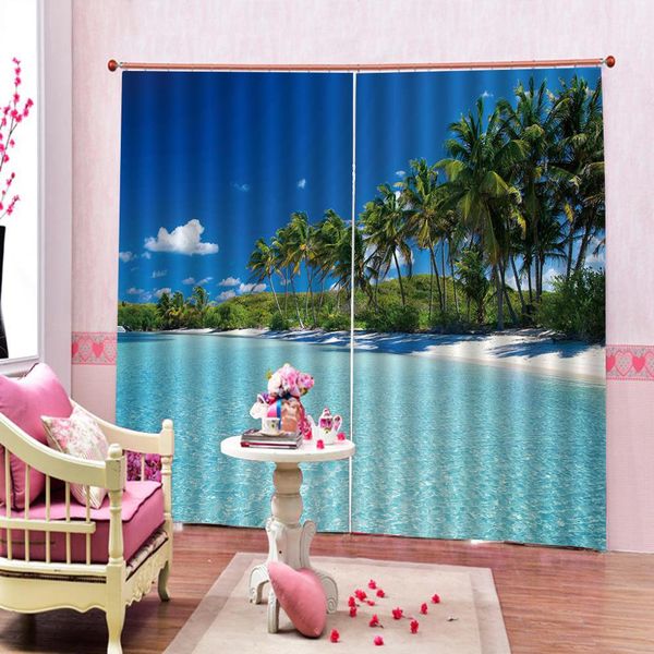 

custom sea beach blue sky sea view curtain mediterranean style living room bedroom full shade curtain