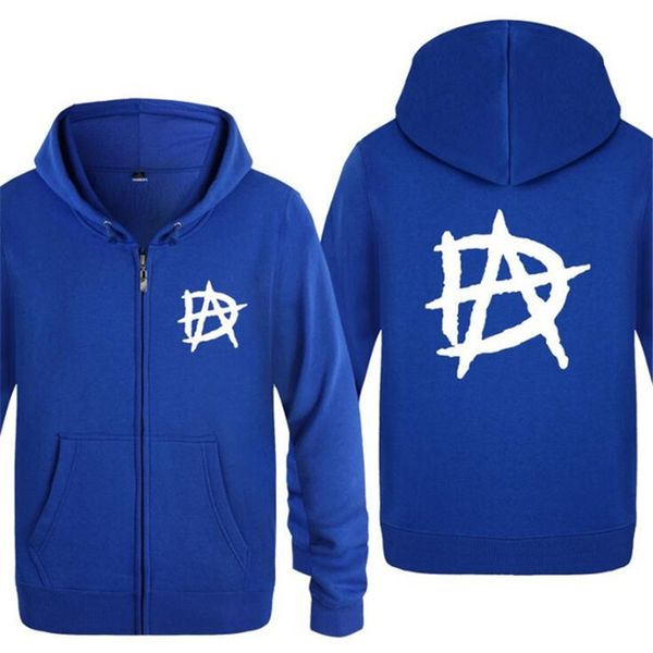 

mens hoodie da logo dean ambrose hoodies men fleece long sleeve zipper jacket coat sweatshirt hip hop streetwear tracksuit, Black