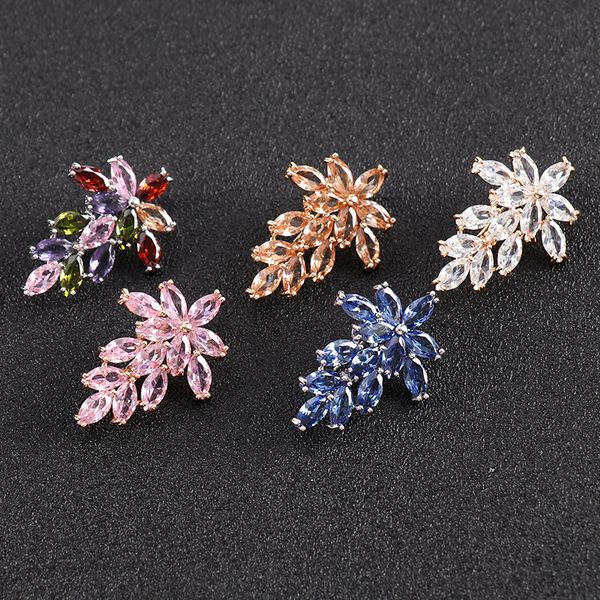

2020 elegant zircon leaf brooches for women wedding office small collar pins alloy hijab brooches pins, Gray