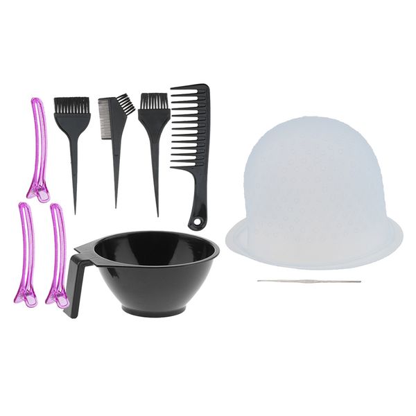 

silicone hair coloring cap with metal hook brushes comb bowl hairclip kits