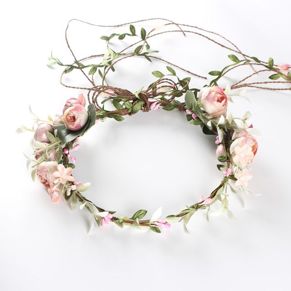 

wedding crowns artificial rose flower wreaths wedding silk flower bride headpieces holiday beach flower garland pink rose headdress
