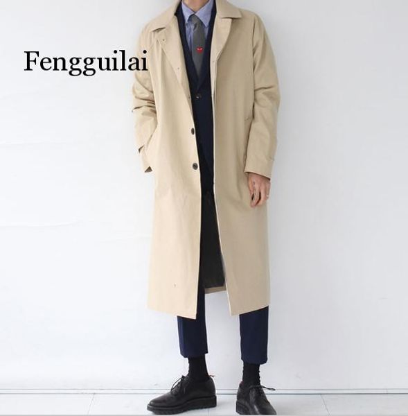 

2020 модельер длинная ветровка осень зима однобортное ветрозащитное пальто плюс размер, Tan;black