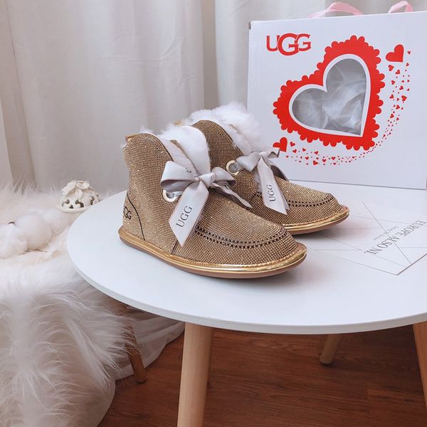 

women's boots winter new snow boots women's fashion wild fur one rhinestone cute waterproof plus velvet short boots warm cotton sh