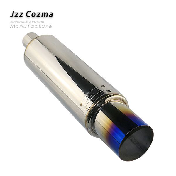 

jzz burned blue car exhaust tip muffler pipe 63mm inlet 89mm outlet welding technology straight cut tail