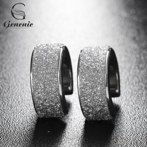 

new arrival punk rock hoop eartitanium steel hoop earrings small circle silver sand earrings for men women different size, Golden;silver