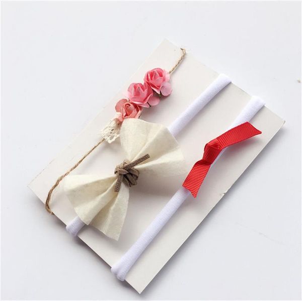 

2018 3pc baby girl boy elastic pearls flower headband children skinny stretchy bowknot elastic lace hair band fashion, Slivery;white