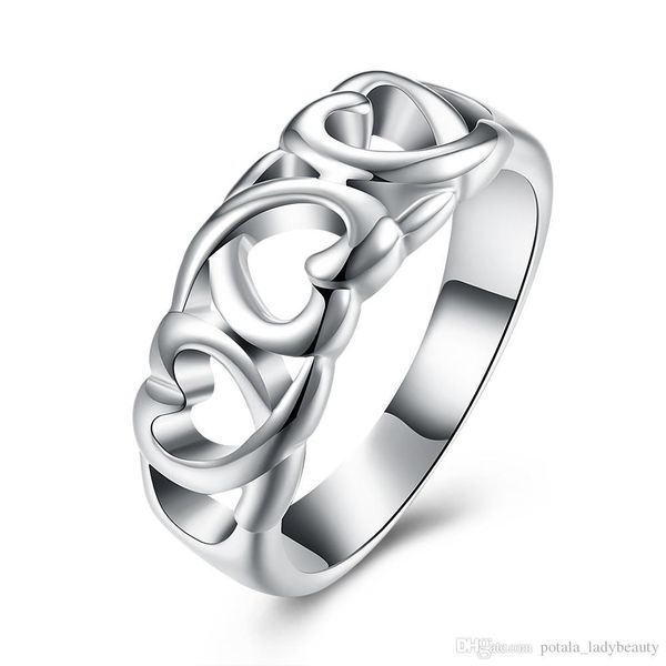 

classic band rings hollowing three hearts silver plated ring lovely unique designed s925 silver ladies jewelry thanksgiving gifts potala090