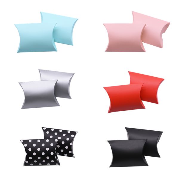 

gift wrap 10/20/50pcs pink black silver red pillow shape craft paper candy boxes wedding favor diy birthday party supplies