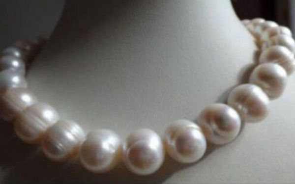 

very fashionable 10-11mm south sea baroque white pearl necklace 18 "14k yellow gol, Silver