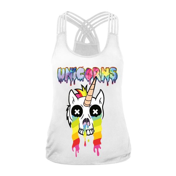 

cool 90s new skull printing round neck ladies vest hot, White