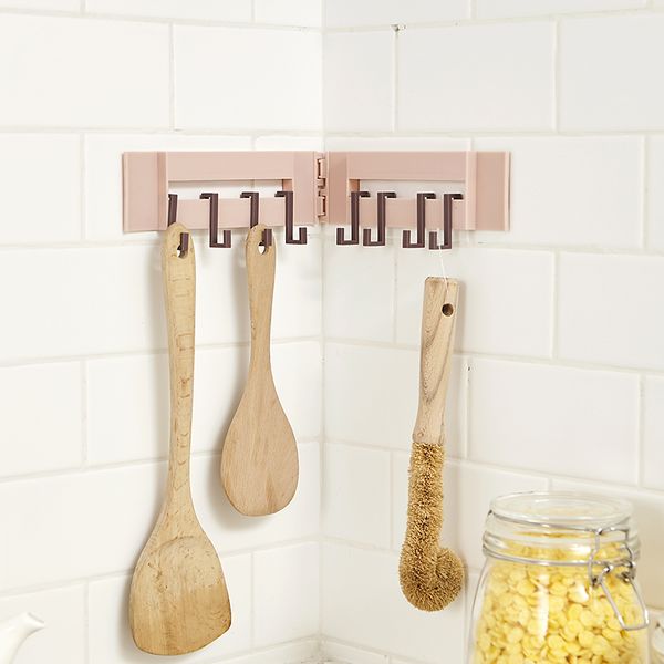 

home creative wall pothook folding 8-hook kitchen bathroom wall rack towel rack without screw and trackless storage hanger hooks