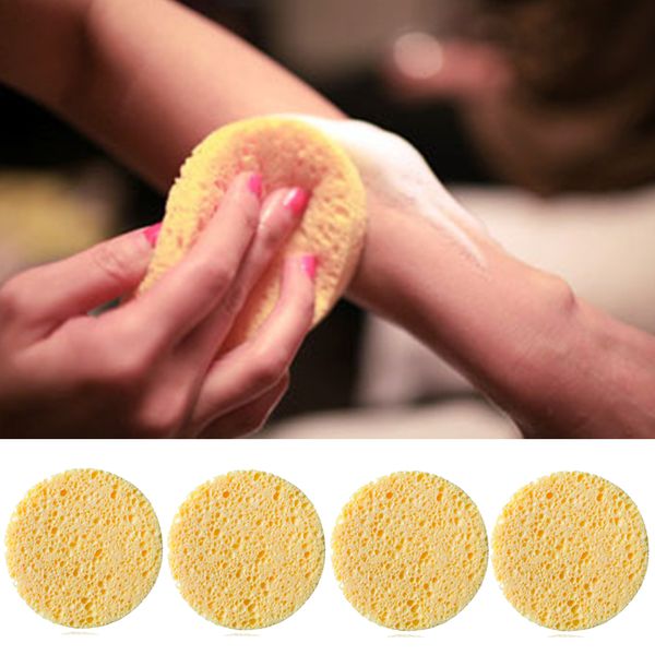 

new natural wood fiber face wash cleaning sponge makeup tools cleansing sponge puff pad 4pcs/lots #719