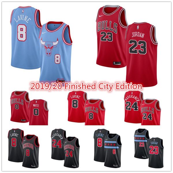 

men's chicago 23 michael jodan bulls jersey lavine 8 zach markkanen 24 lauri scottie 33 pippen coby 0 white mj michael basketball jerse, Black;blue