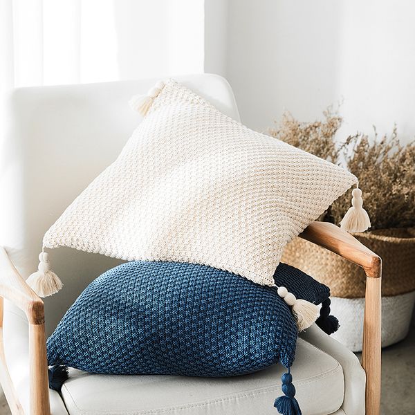 

nordic simple modern cushion cover with tassel hand made pineapple lattice cotton pillow cushion cover for sofa/bed decoration