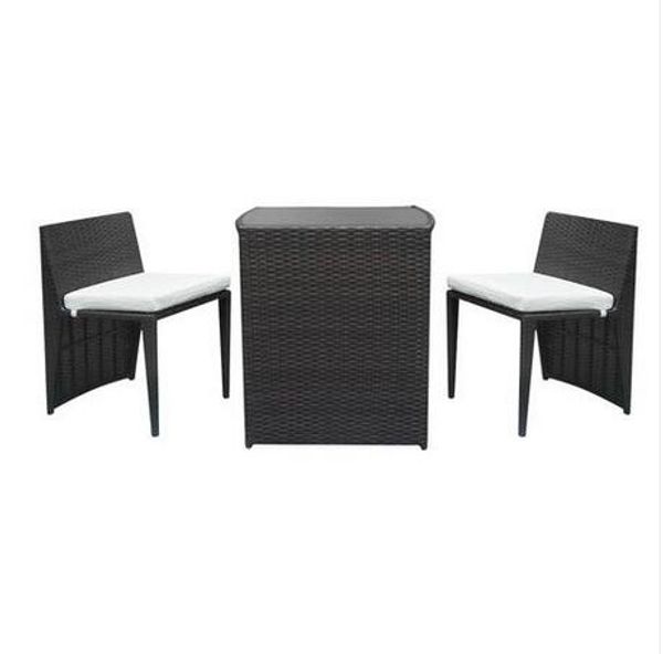 

wholesales us stock 2pcs bar chairs 1pc bar table rattan chair set brown gradient