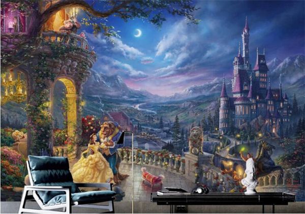 

custom wall mural fashion european retro fantasy cartoon castle wallpaper princess background wall papers home decor