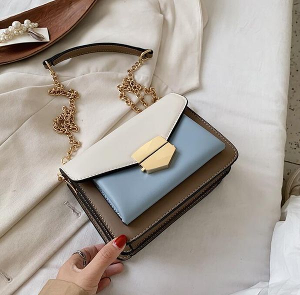 

женская мода закрылков сумка цвета контраста цепи мешок плеча высокого качества женщин малый сумки девочка crossbody
