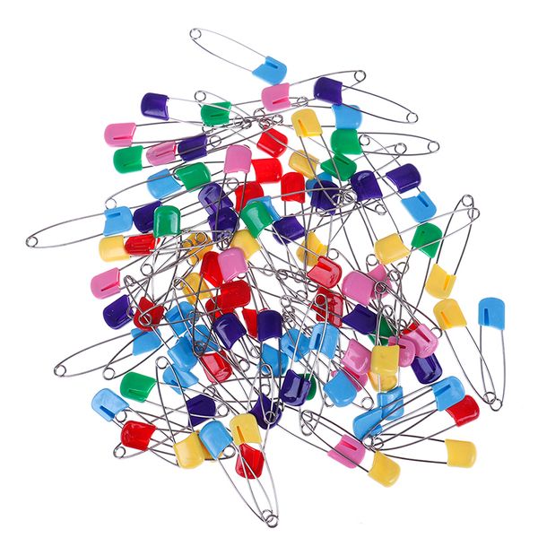 

20/100pcs 55mm colorful safety pins supply plastic head safety pins infant kids cloth nappy locking brooch buckles