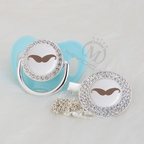 

miyocar silver cool beard beautiful gold bling pacifier and pacifier clip bpa dummy bling elegant gmou-1