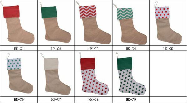 

hg canvas christmas stocking stock christmas gift wrap bag christmas tree decoration socks xmas chevron stockings 7 designs 30*45cm y2266