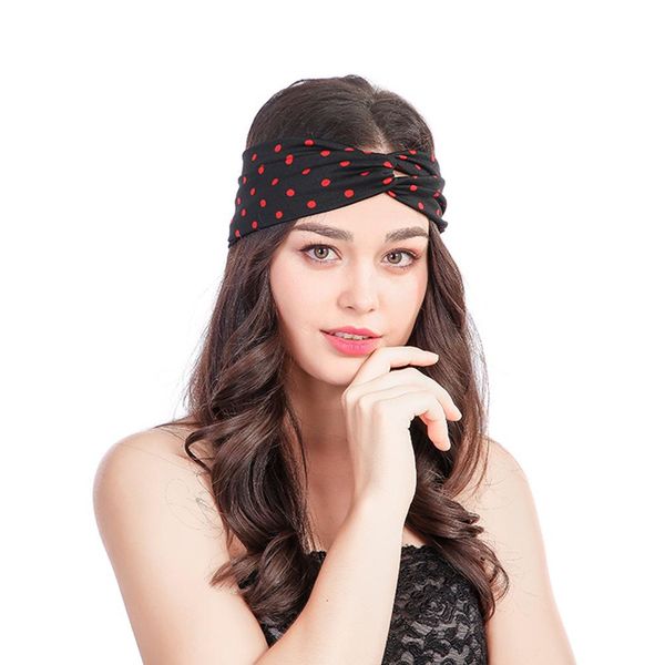 

fashion women cross polka dot elastic cloth hairband headband hair accessories