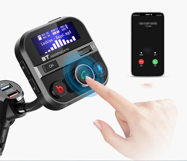 

car bluetooth mp3 player dual usb button bass subwoofer one button siri voice car mp3 player