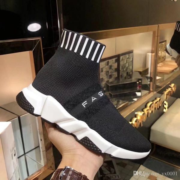 

new speed trainers knit sock shoe luxury designer mens womens high casual shoes fz19010325, Black