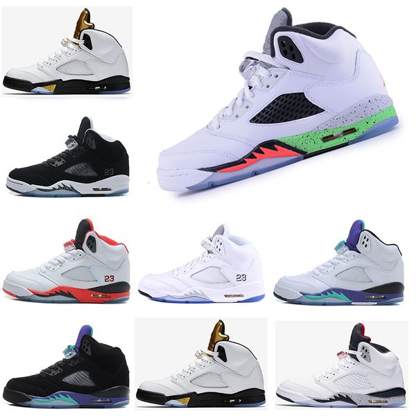 

wholesale classic 5 red blue suade og black metallic mens basketball shoes 2019 new fashion genuine leather new style mens sneakers