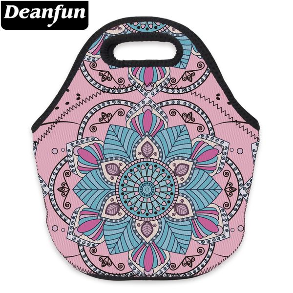 

deanfun women lunch bag 3d printed mandala flower pink waterproof neoprene fashion for travelling 73091, Blue;pink