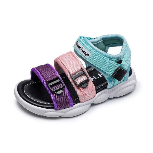 

2020 summer kids sandals size 21-36 children beach shoes boys sandals colorful canvas straps girls, Black;red