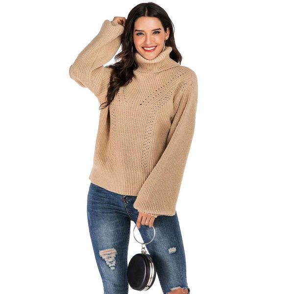 

wepbel fashion women turtleneck sweaters loose solid knit solid long sleeve casual jumper coat winter clothes women, White;black