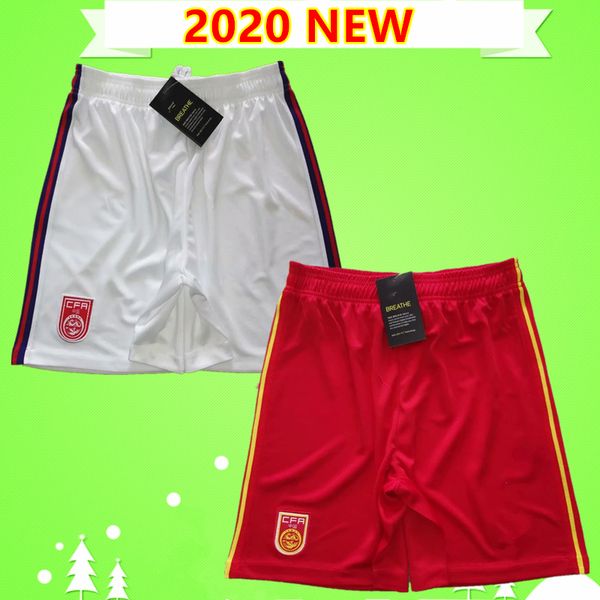 

china national football team soccer shorts 20 21 men red white short soccer pants 2020 2021 away football pants chinese, Black;red