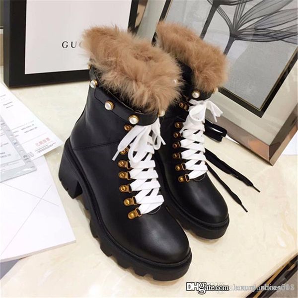 

2019 fashion luxury designer women bootsdesigner slides leather boots trendy wild women shoes women winter boots with box, Black