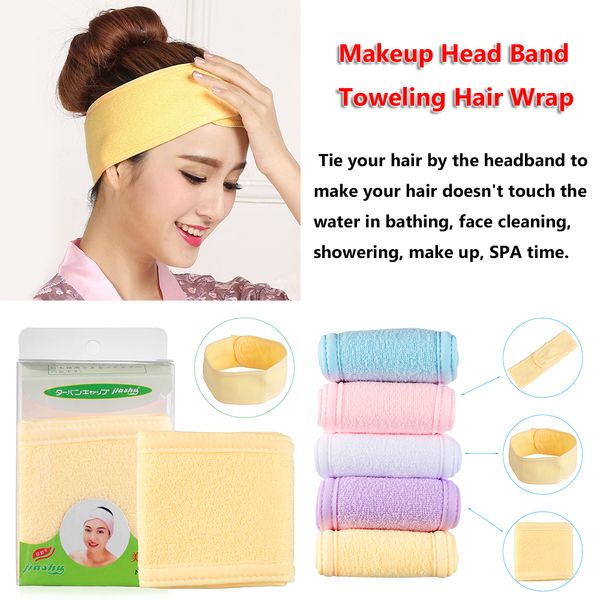 

1pc women beauty makeup toweling hair wrap head band soft adjustable salon spa facial headband hairband candy color