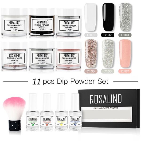 

14Pcs/Lot Full Set Dipping Powder Base Top Coat Kits DIY Dip Nail Powder Manicure Set Brush Saver Powder