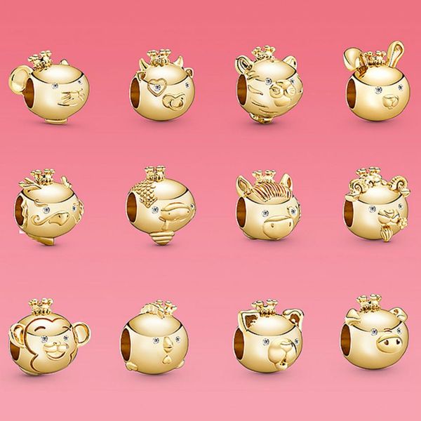 

FAHMI 100% 925 Sterling Silver Chinese Spring Festival 2020mouse cattle tiger Rabbit dragon snake horse sheep monkey chicken dog pig Charm