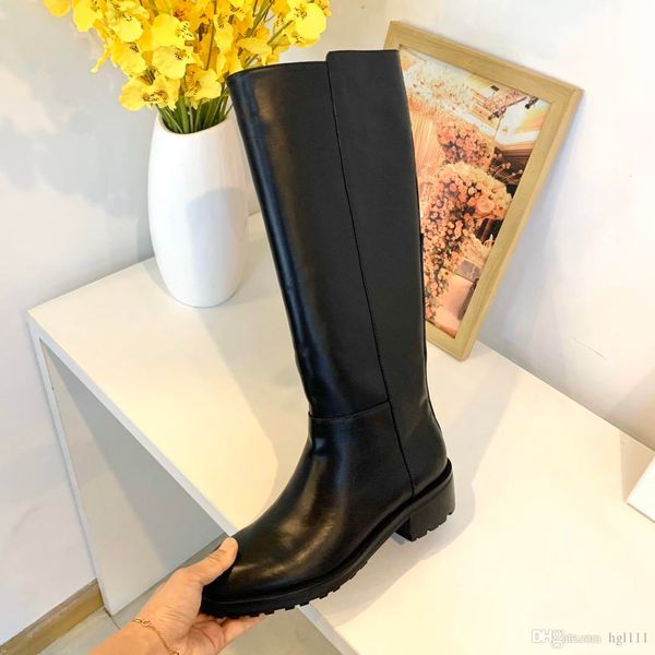 

autumn and winter new long tube military boots flat bottom big barrel circumference knee leather leather high boots women's boots winte