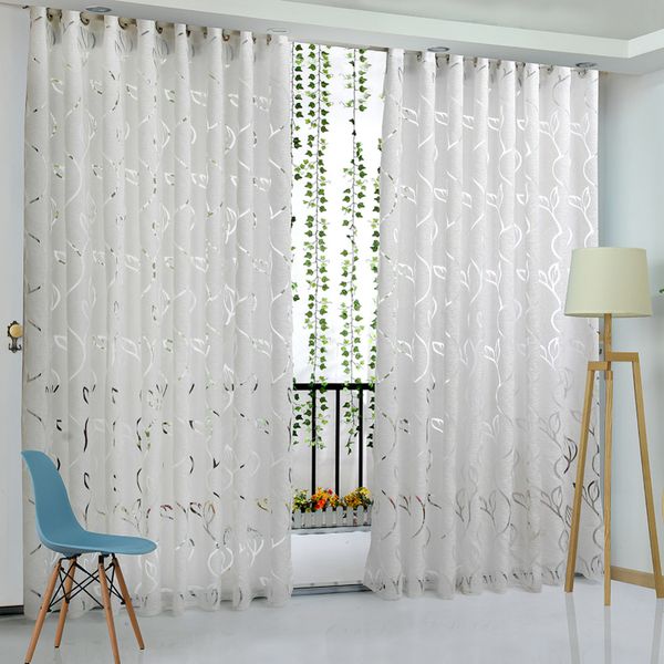 

floral vine leaf partition curtain polyester modern curtains for living room balcony window sheer for bedroom
