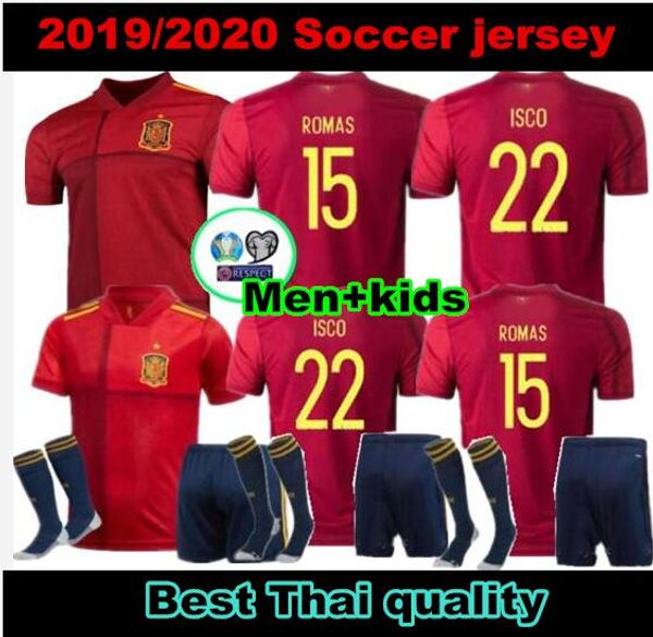 

men kids 2020 spain soccer jersey a.iniesta home camiseta de fÃºtbol sergio ramos isco euro cup football shirt uniform, Black