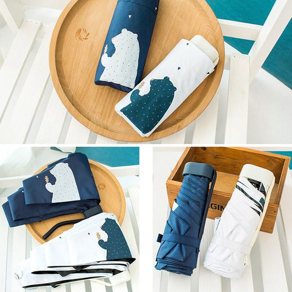 

cartoon bear 5 folding umbrella multifunction sunny rain dual-use foldable umbrella rain or uv protection sun