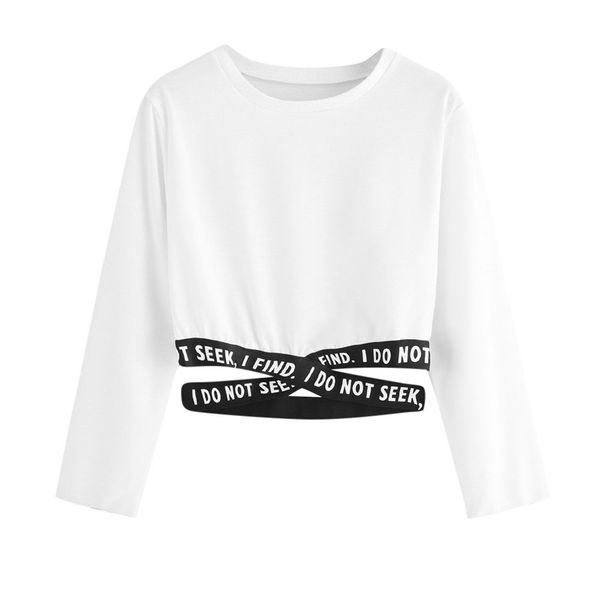 

2019 women long sleeve loose short crop letter print hoodies sweatshirts casual outwear autumn pullover street wear, Black