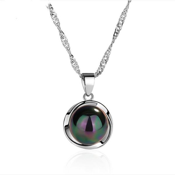 

vintage multi-color black pearl pendant necklace for women jewelry 2020 new gold wave chain necklace girls clavicle accessories, Silver