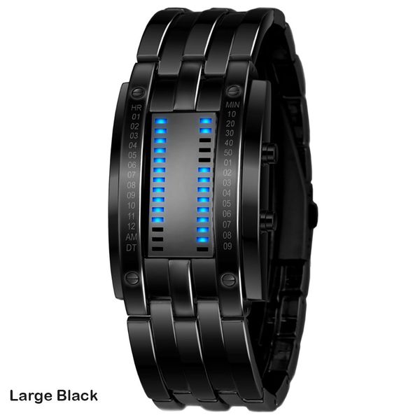 

waterproof digital sports wristwatch fashion stainless steel men women couple running outdoor led display watch with metal box, Slivery;brown