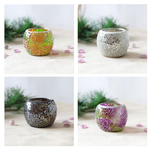 

4pcs glitter patch mosaic candle tealight candelabra wedding christmas decor