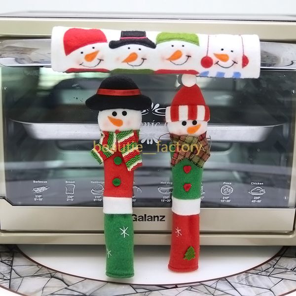 Christmas Refrigerator Door Handle Covers Set Cute Snowman